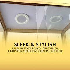 Gold Glass Display Cabinet with LED Lights and Storage