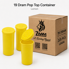 Lemon 19 Dram Pop Top Containers 225 Pcs – Squeeze-to-Open PP Plastic Storage Tubes | 7cm x 3.8cm