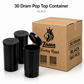 Black 30 Dram Pop Top Containers 160 Pcs – Squeeze-to-Open PP Plastic Storage Tubes | 70mm x 47mm