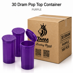 Purple 30 Dram Pop Top Containers 160 Pcs – Squeeze-to-Open PP Plastic Storage Tubes | 70mm x 47mm