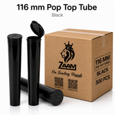 Pop Top Tube Black 116mm 500 Pcs – Slim PP Plastic Flip-Top Storage Container | 116mm x 18.6mm