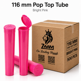 Bright Pink 116mm Pop Top Tube 500 Pcs – Slim PP Plastic Flip-Top Storage Container | 116mm x 18.6mm