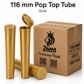 Gold 116mm Pop Top Tube 500 Pcs – Slim PP Plastic Flip-Top Storage Container | 116mm x 18.6mm