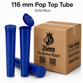 Solid Blue 116mm Pop Top Tube 500 Pcs– Slim PP Plastic Flip-Top Storage Container | 116mm x 18.6mm