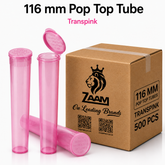 Transparent Pink 116mm Pop Top Tube 500 Pcs – Slim PP Plastic Flip-Top Storage Container | 116mm x 18.6mm