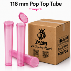 Transparent Pink 116mm Pop Top Tube 500 Pcs – Slim PP Plastic Flip-Top Storage Container | 116mm x 18.6mm
