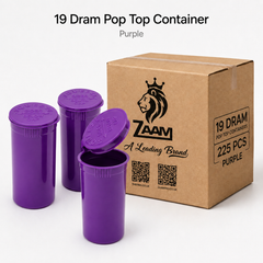 Purple 19 Dram Pop Top Containers 225 Pcs– Squeeze-to-Open PP Plastic Storage Tubes | 7cm x 3.8cm