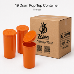 Orange 19 Dram Pop Top Containers 225 Pcs – Squeeze-to-Open PP Plastic Storage Tubes | 7cm x 3.8cm