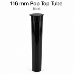Pop Top Tube Black 116mm 500 Pcs – Slim PP Plastic Flip-Top Storage Container | 116mm x 18.6mm