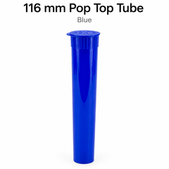 Blue 116mm Pop Top Tube – Slim PP Plastic Flip-Top Storage Container | 116mm x 18.6mm