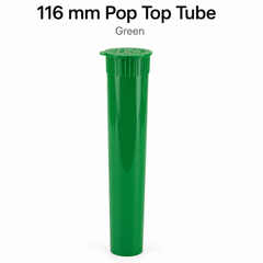 Solid Green 116mm Pop Top Tube 500 Pcs – Slim PP Plastic Flip-Top Storage Container | 116mm x 18.6mm