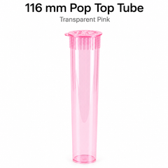Transparent Pink 116mm Pop Top Tube 500 Pcs – Slim PP Plastic Flip-Top Storage Container | 116mm x 18.6mm