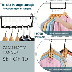 Zaam Magic Hangers - Closet Space Saver Organizer (Set of 10) | Heavy Duty Sturdy Hooks