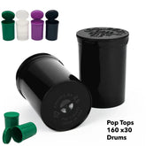 30 Drams Pop Top Containers Vials - Child Resistant Bottles for Herbs & Medicine, Assorted Colors
