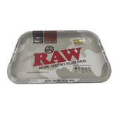 RAW Arctic Camo Grey Rolling Tray – Medium Size – Heavy-Duty Metal Organizer