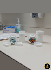 20 Dram Push N Turn Reverse Cap Bottles Pop Tops, Twist Cap Bottles Container Vials RX