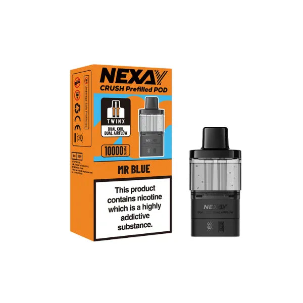 Buy Nexay Crush 10K puffs prefilled pods. Rechargeable, UK compliant vape pods with smooth flavour and long-lasting performance.