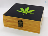 Leaf Snuff Wooden Box – Large Tobacco Rolling Box Set with Glass Ashtray & Smoking Pipe