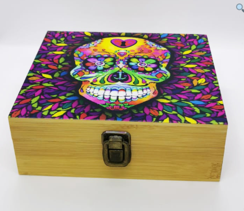 Skull Snuff Wooden Box