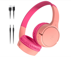 Belkin SoundForm Mini Kids Wireless Headphones – Over-Ear Bluetooth Headset with Mic, 30H Battery, Safe Sound Limit & Fun Stickers