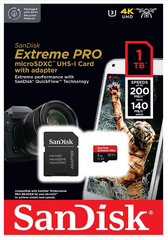 SanDisk Extreme PRO 1TB microSDXC Card + SD Adapter – 200MB/s Read, 140MB/s Write, A2 App Performance, UHS-I U3, Class 10