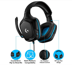 Logitech G432 Wired Gaming Headset – 7.1 Surround Sound, DTS Headphone:X 2.0, 50mm Drivers, Flip-to-Mute Mic – PC, Mac, Xbox, PlayStation, Switch