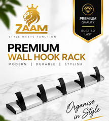 ZAAM 5 Hook Gunmetal & Gold Heavy Duty Aluminium Wall-Mounted Coat Hanger | Towel & Clothes Hanging Rack
