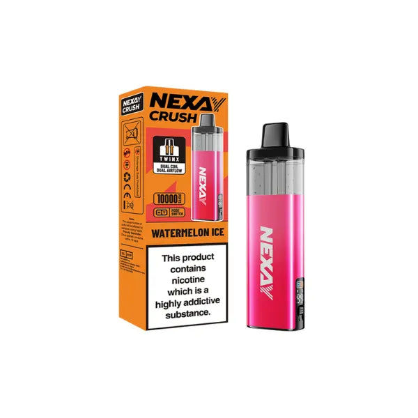 Buy Nexay Crush Twinx 10,000 puffs vape in the UK. Rechargeable, reusable and compliant device with long-lasting flavour and smooth hits.