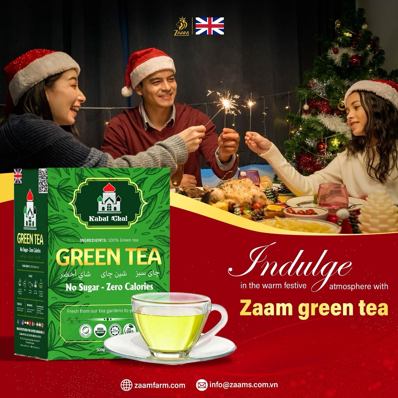 Kabul Chai, green tea, no sugar, no calories, certified Halal, loose tea, Southeast Asian highlands, fresh, fragrance, nutrition, high-quality packaging, positive customer reviews, guilt-free, natural, aromatic, wholesome, refreshing, tea enthusiasts, health-conscious, antioxidants, metabolism boost, immune support, heart health, calming properties.