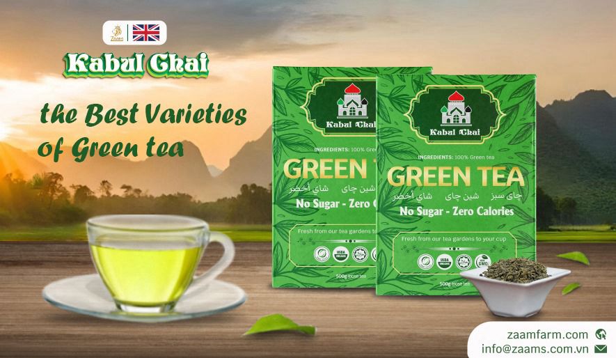 Kabul Chai, green tea, no sugar, no calories, certified Halal, loose tea, Southeast Asian highlands, fresh, fragrance, nutrition, high-quality packaging, positive customer reviews, guilt-free, natural, aromatic, wholesome, refreshing, tea enthusiasts, health-conscious, antioxidants, metabolism boost, immune support, heart health, calming properties.