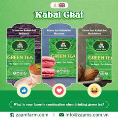 Kabul Chai, green tea, no sugar, no calories, certified Halal, loose tea, Southeast Asian highlands, fresh, fragrance, nutrition, high-quality packaging, positive customer reviews, guilt-free, natural, aromatic, wholesome, refreshing, tea enthusiasts, health-conscious, antioxidants, metabolism boost, immune support, heart health, calming properties.