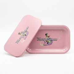Blazy Susan Medium Rolling Tray 10.5" × 6.25" – Premium Metal Tray | Multiple Designs