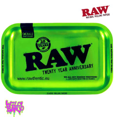 RAW 20th Anniversary Rolling Tray – Emerald Green – Medium Metal Tray – Limited Edition