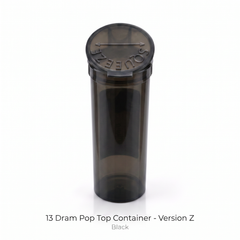 Black 13 Dram Pop Top Containers – Version Z | Plastic Storage Vials | 80mm height x 30mm diameter,
