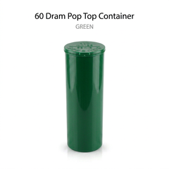 Green 60 Dram Pop Top Containers – Squeeze Top PP Plastic Storage Tubes | 13.5cm x 4.5cm | 75 Pack