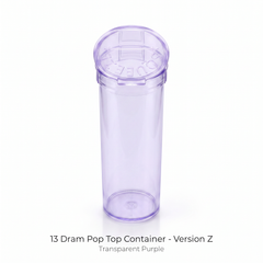 Transparent Purple, 13 Dram Pop Top Containers – Version Z, 80mm x 30mm PP Plastic Storage Pots – Box of 315