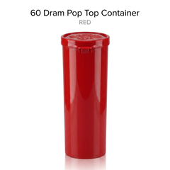 Red 60 Dram Pop Top Containers – Squeeze-to-Open PP Plastic Storage Tubes | 13.5cm x 4.5cm | Pack of 75