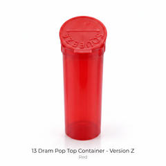 Red 13 Dram Pop Top Containers – Version Z, 80mm x 30mm PP Plastic Squeeze Lid Storage Pots – Box of 315