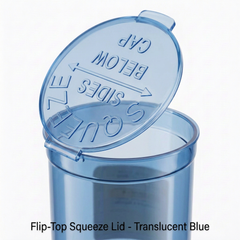 Translucent Blue 60 Dram Pop Top Containers – Squeeze-to-Open PP Plastic Storage Tubes | 13.5cm x 4.5cm | Pack of 75