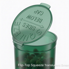 Translucent Green 60 Dram Pop Top Containers – Squeeze-to-Open PP Plastic Storage Tubes | 13.5cm x 4.5cm | Pack of 75