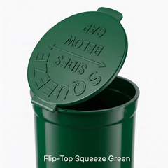 Green 60 Dram Pop Top Containers – Squeeze Top PP Plastic Storage Tubes | 13.5cm x 4.5cm | 75 Pack