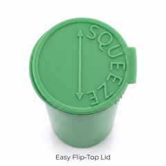 Green 13 Dram Pop Top Containers – Version Z | Plastic Storage Vials | 80mm height x 30mm diameter – Box of 315