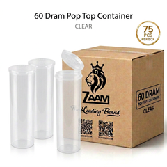 Clear 60 Dram Pop Top Containers – Squeeze Top PP Plastic Storage Tubes | 13.5cm x 4.5cm | 75 Pack