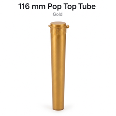 Gold 116mm Pop Top Tube  500 Pcs – Slim PP Plastic Flip-Top Storage Container | 116mm x 18.6mm