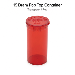 Transparent-Red 19 Dram Pop Top Containers 225 Pcs – Squeeze-to-Open PP Plastic Storage Tubes | 7cm x 3.8cm