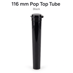 Pop Top Tube Black 116mm 500 Pcs – Slim PP Plastic Flip-Top Storage Container | 116mm x 18.6mm