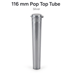 Silver 116mm Pop Top Tube 500 Pcs – Slim PP Plastic Flip-Top Storage Container | 116mm x 18.6mm