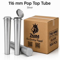 Silver 116mm Pop Top Tube 500 Pcs – Slim PP Plastic Flip-Top Storage Container | 116mm x 18.6mm