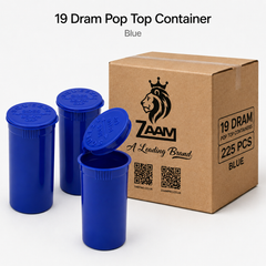 Blue 19 Dram Pop Top Containers 225 Pcs – Squeeze-to-Open PP Plastic Storage Tubes | 7cm x 3.8cm