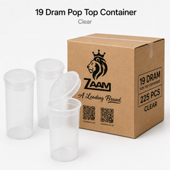 Clear 19 Dram Pop Top Containers 225 Pcs – Transparent Squeeze-to-Open PP Plastic Storage Tubes | 7cm x 3.8cm